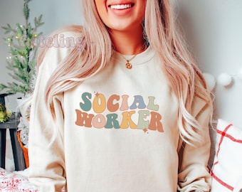 Sozialarbeiter Sweatshirt, Schulsozialarbeiter Sweats, Schulsozialarbeiter Geschenke, Retro Sozialarbeiter Pullover, Boho Pullover, Geschenk für sie