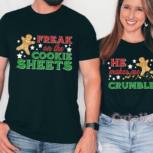 Funny Couples Christmas Sweatshirts, Couple Christmas Pajamas Naughty Couple Sweaters Matching Christmas Shirt, Funny Gingerbread Shirt Pun