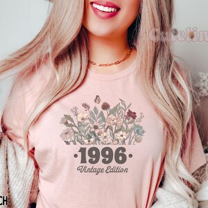 1996 Shirt, 30th Birthday Shirt, Flower 1996 Birth Year Number Shirt for Women, Birthday TShirt, Turning 30 Gift, 1996 plus size tops image 4