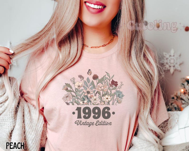 1996 Shirt, 30th Birthday Shirt, Flower 1996 Birth Year Number Shirt for Women, Birthday TShirt, Turning 30 Gift, 1996 plus size tops image 4