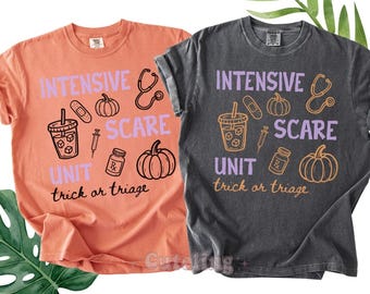 Camiseta de Halloween para la UCI Camiseta de enfermera de la UCI Camiseta de Halloween Camiseta de enfermería del equipo de la UCI Camiseta de la Unidad Intensiva de Sustos de Otoño Camiseta de Enfermera Divertida