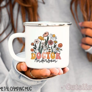Custom Dr Mug, New Doctor Coffee Mug, Personalized Doctor Gift Mug, Doctor Name Mug, Gift for New Grad Medical Graduation Gift, PhD Gift Mug 12oz Camping Mug