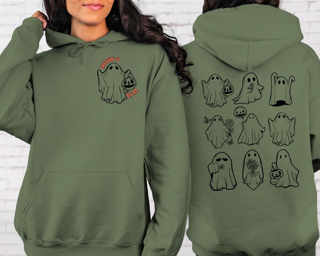 Halloween Ghost Hoodie, Halloween Hoodie Sweatshirt, Cute Spooky Shirt ...