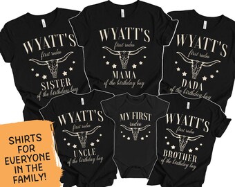 My First Rodeo birthday Shirt, Customized 1st Birthday T-Shirt, My First Rodeo Shirt, Matching Family Party shirts Cowboy Wild West Birthday