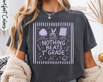 Back to School Shirts, Rock Paper Scissors matching teacher team shirts, Comfort Colors group teacher shirts, first day of school T-Shirts