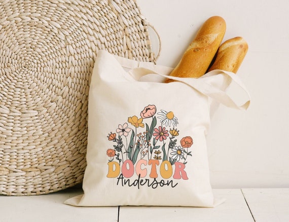 Custom Dr Gift, New Doctor Tote Bag, Personalized Doctor Book Bag