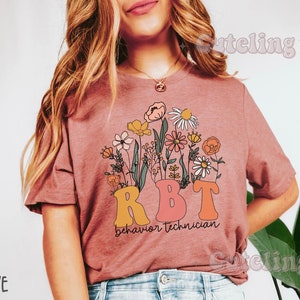 Wildflowers RBT Shirt, Behavior Specialist Shirt, ABA Shirt, Behavior Therapist Shirt, Behavior Technician Gifts, ABA gifts, autism worker Heather Mauve