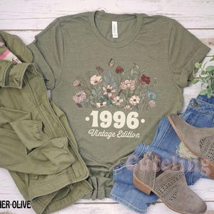 1996 Shirt, 30th Birthday Shirt, Flower 1996 Birth Year Number Shirt for Women, Birthday TShirt, Turning 30 Gift, 1996 plus size tops image 6