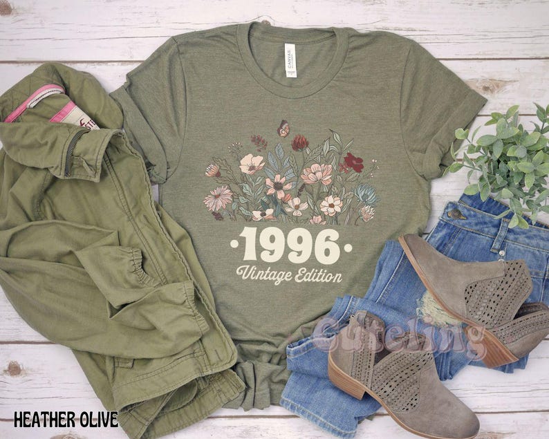 1996 Shirt, 30th Birthday Shirt, Flower 1996 Birth Year Number Shirt for Women, Birthday TShirt, Turning 30 Gift, 1996 plus size tops image 6