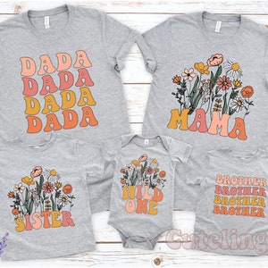 Wild One Birthday Shirt Wildflower Family Shirts Vintage Wildflower Baby Bodysuit  Boho Girls Tee Wild Flower First Birthday Outfit Tshirt