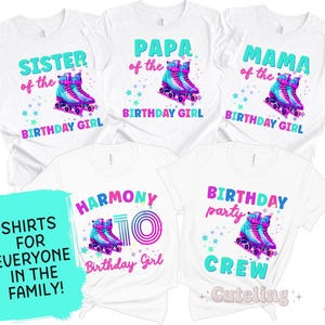 Roller Skate Party, Skate Birthday Shirt, 10th Birthday Shirt for Girl, Matching Family shirts Roller Skating TShirt, Birthday Girl Tee Neon