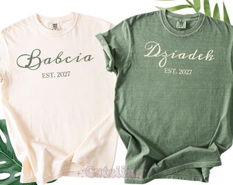 Camisetas personalizadas para abuelos polacos, año 2027. Camisetas a juego. Regalo para anunciar el embarazo. Abuelos primerizos.