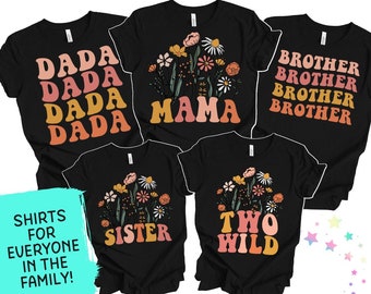 Camiseta de cumpleaños de dos piezas, camisetas de fiesta de segundo cumpleaños, atuendo de cumpleaños de flores silvestres, camiseta de atuendo de segundo cumpleaños de flores silvestres para niña, top de flores