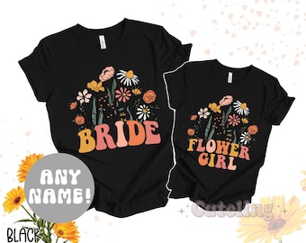 Wildflowers Flower Girl Shirt, Bridesmaids Shirt, Bridesmaid Custom Tshirt, Maid Of Honor Shirt Bridal Party Shirt, Bachelorette Shirts Gift