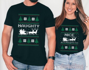 Lustige Paare Weihnachten Sweatshirts, Paar Weihnachten Pyjamas Paar Pullover Passende Weihnachten Shirts Naughty Christmas Shirts Xmas Party