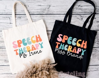 Speech Therapist Tote Bag, Customizable Speechie Gift, Personalized Speech Language Pathology gifts, Wildflowers SLP Graduation Gift for her