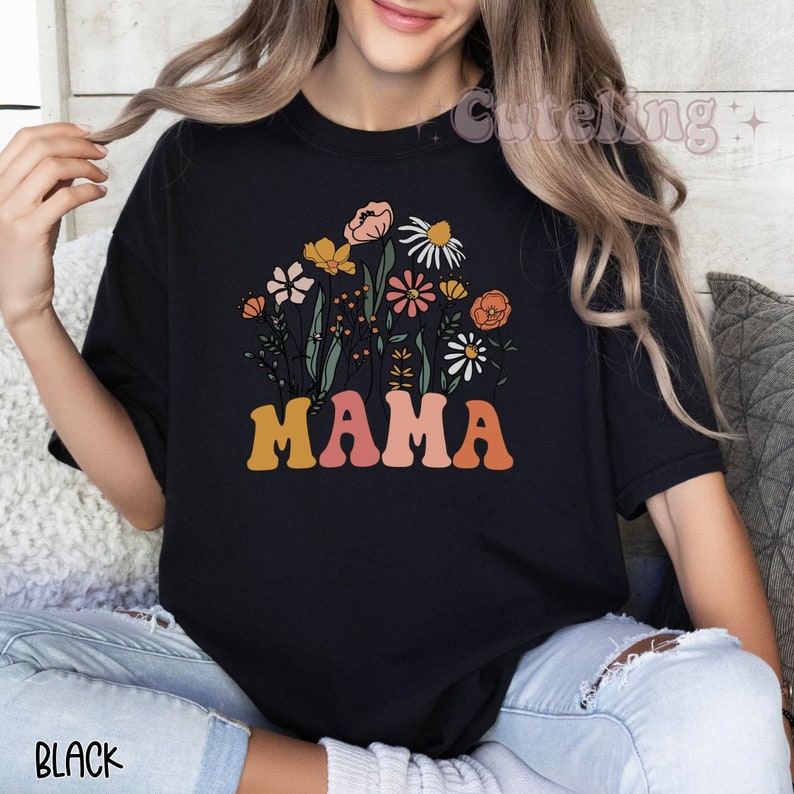 Mama Shirt, Wildflowers Mama Shirt, Comfort Colors Shirt, Retro Mom TShirt, Mother's Day Gift, Flower Shirts for Women, Floral New Mom Gift image 5
