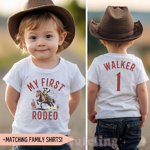 First Rodeo Birthday Party Matching Family Shirts Comfort Colors Customized Western 1st Rodeo Mama Tshirt Cowboy Cowgirl 1st Birthday Outfit