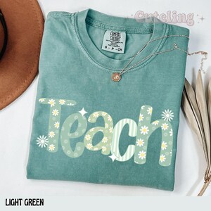 Comfort Colors® Floral Lehrer Shirt, süßes Lehrer Geschenk Sommer Blumen Lehrer T-Shirt Geschenk für Lehrer Lehrer Wertschätzung Zurück in die Schule