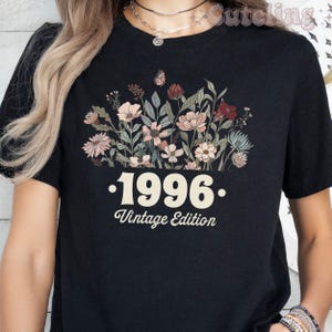 1996 Shirt, 30th Birthday Shirt, Flower 1996 Birth Year Number Shirt for Women, Birthday TShirt, Turning 30 Gift, 1996 plus size tops image 5