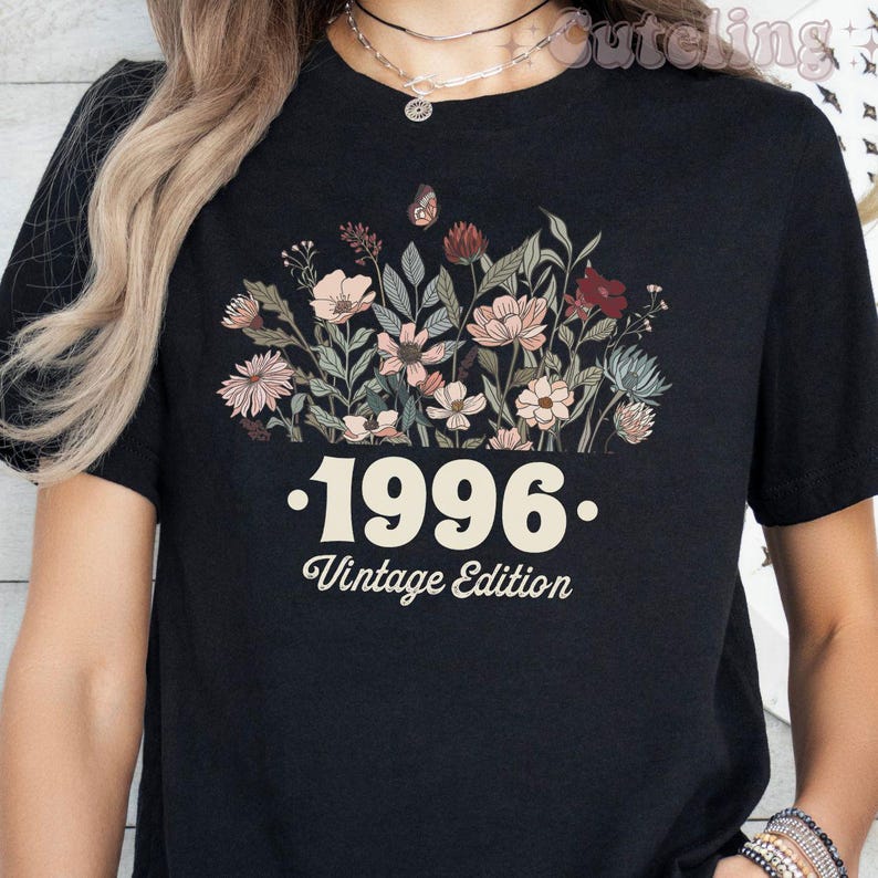 1996 Shirt, 30th Birthday Shirt, Flower 1996 Birth Year Number Shirt for Women, Birthday TShirt, Turning 30 Gift, 1996 plus size tops image 5