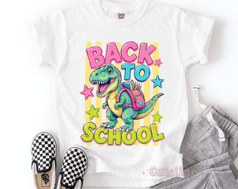 Camiseta de dinosaurio para la vuelta al cole, camiseta de colores cómodos para el primer día de clase (alumno/profesor).