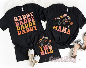 Camiseta de cumpleaños de dos piezas, camisetas de fiesta de segundo cumpleaños, atuendo de cumpleaños de flores silvestres, camiseta de atuendo de segundo cumpleaños de flores silvestres para niña, top de flores