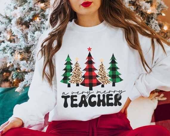 Teacher Christmas Sweatshirt Christmas Teacher Crew Gifts Buffalo Plaid Christmas Sweatshirt Teacher Appreciation Gift Etsy