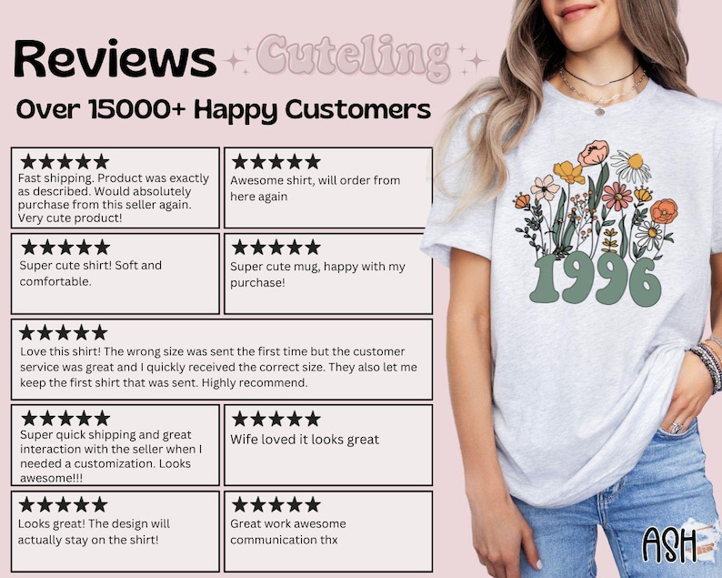 1996 Shirt, 30th Birthday Shirt, Wildflowers 1996 Birth Year Number Shirt for Women, Birthday TShirt, Turning 30 Gift, 1996 plus size tops image 2