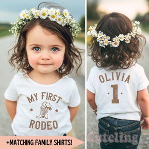 First Rodeo Birthday Party Matching Family Shirts Comfort Colors Customized Girls Western 1st Rodeo Mama Tshirt Cowgirl 1st Birthday Outfit