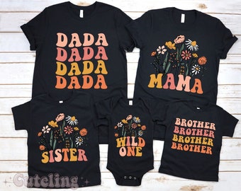 Wild One Birthday Shirt Wildflower Family Shirts Vintage Wildflower Baby Bodysuit  Boho Girls Tee Wild Flower First Birthday Outfit Tshirt