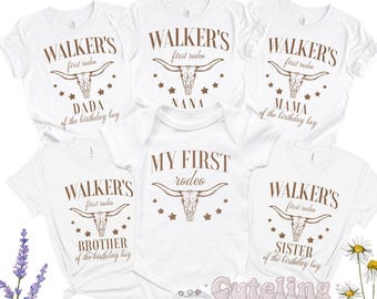 My First Rodeo birthday Shirt, Customized 1st Birthday T-Shirt, My First Rodeo Shirt, Matching Family Party shirts Cowboy Wild West Birthday