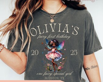Fairy First Birthday Shirt Comfort Colors Shirt Fairy Birthday Family Shirts Magical Fairy Birthday Outfit Whimsical Fairy Party Shirts