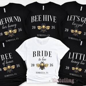 Koszulki z motywem pszczół na wieczór panieński, Bride to Bee, koszulka z motywem pszczół na wieczór panieński, Let's Get Buzzed Bee Themed Bachelorette, koszulki dla miłośników pszczół, Queen Bee