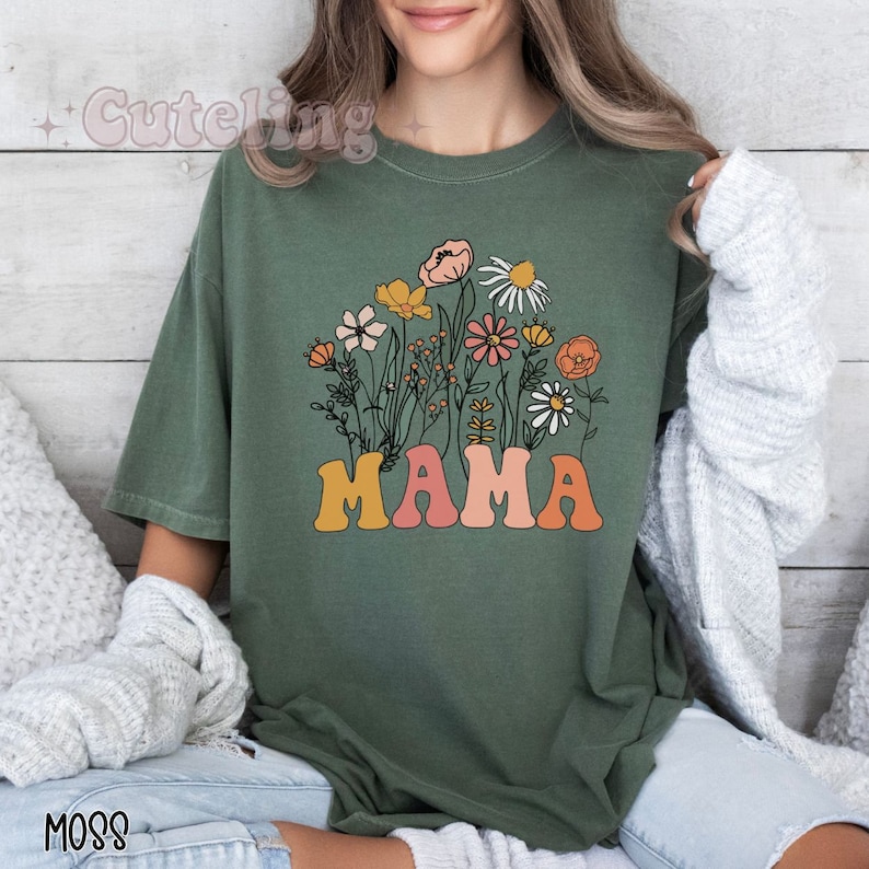 Mama Shirt, Wildflowers Mama Shirt, Comfort Colors Shirt, Retro Mom TShirt, Mother's Day Gift, Flower Shirts for Women, Floral New Mom Gift image 7