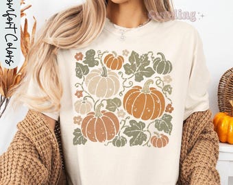 Comfort Colors® Pumpkin Shirt, Boho Fall Pumpkin T-Shirt, Cute Pumpkin tee, Autumn Shirt, Fall Harvest Shirt, Pumpkin Patch Shirt