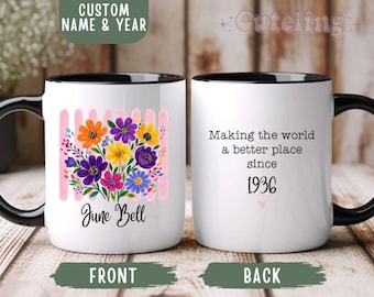 90th Birthday Gift for Women Turning 90 Year Old Birthday Mug for 90th BDay Funny Custom 90th Birthday Gift Idea Born in 1936 Birthday Cup