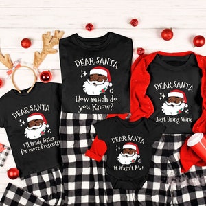 Family Group Christmas Shirt, Black Santa Claus Christmas Outfits, Matching Family Christmas Shirts, Brown Santa, Funny Christmas Party Tees