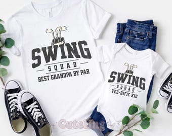 Father's Day Gift for Grandpa and Me Shirts Matching Golf Granddad Shirt Golfing TShirt Papa Grandpa Grandson Golf Shirts Swing Squad Shirt