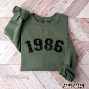 1986 Sweatshirt, 40th Birthday Sweatshirt, 1986 Birth Year Number Hoodie for Women, Birthday Sweatshirt Gift 1986 Gift Plus Size Sweater