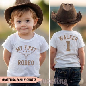 First Rodeo Birthday Party Matching Family Shirts Comfort Colors Customized Western 1st Rodeo Mama Tshirt Cowboy Cowgirl 1st Birthday Outfit