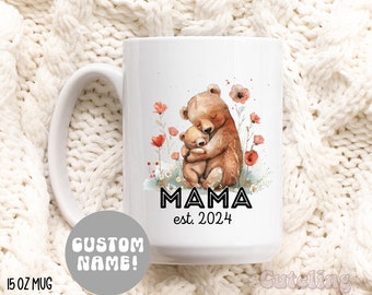 Custom Mama Mug Mama Est 2024 First Mothers Day Gift for Mom to be Gift Baby Shower Gift Pregnancy Gift Mama Bear Expecting mother MD-212