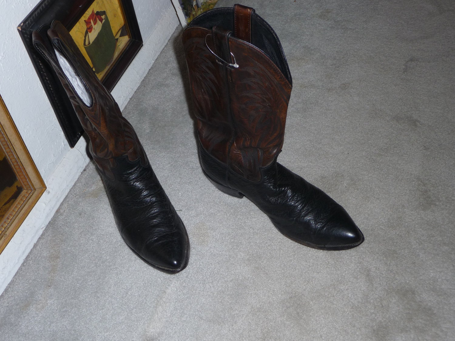 REAL Leather COWBOY Boots for Men Two Tone CLEARANCE Etsy