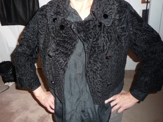Black Lamb double breasted short jacket