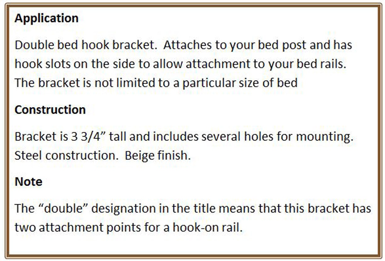 Bed Frame to Bed Post Double Hook Bracket from acrossandbeyond on ... Bed Frame to Bed Post Double Hook Bracket from acrossandbeyond on ...