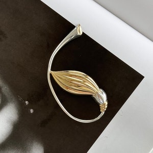 Vintage Christian Dior S925 Brooch Pin, Dior Gold Tone Brooch, Dior sterling silver Brooch,Flower bud , Gift for mom, Bridal accessories