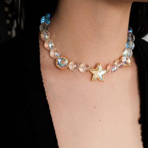 Vintage Yves Saint Laurent Choker: Beaded Crystal Necklace, Made in France