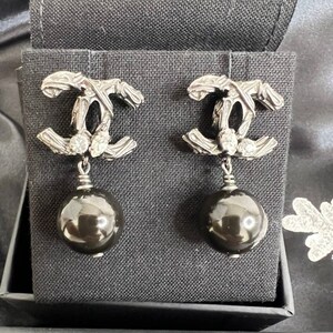 Chanel drop earrings etsy Clearance