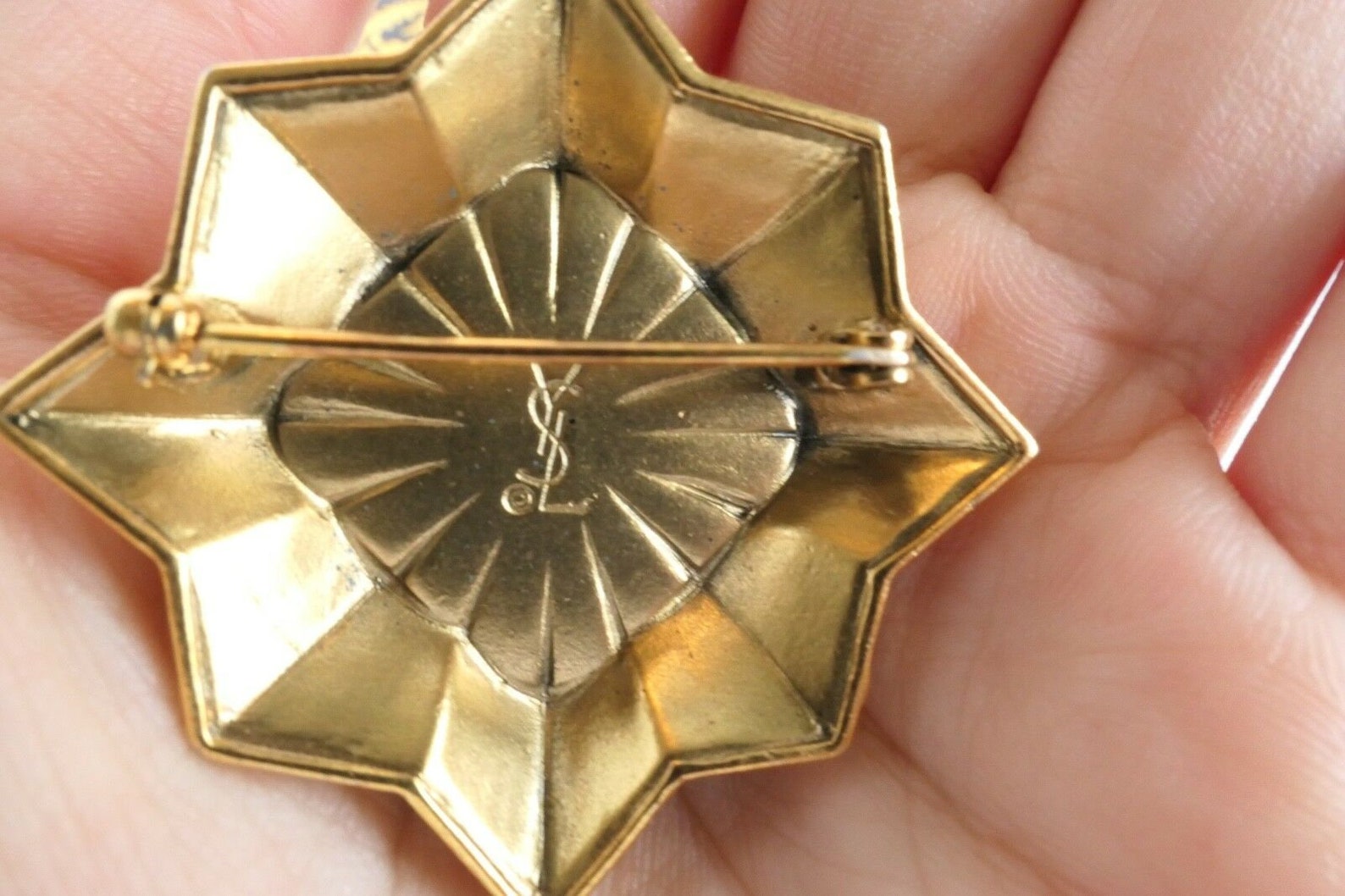 Authentic YSL Yves Saint Laurent Brooch Pin Royal Blue Etsy