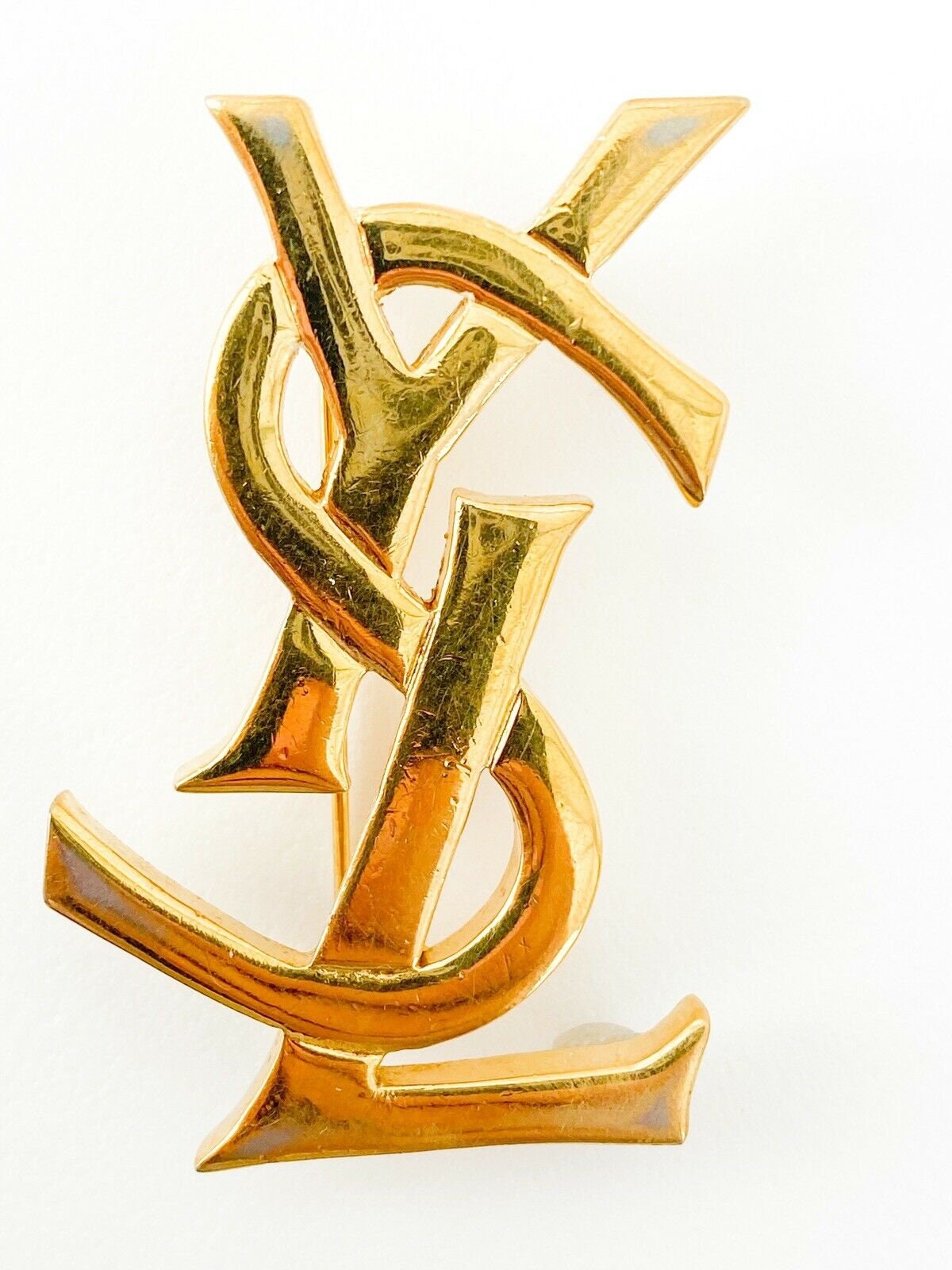 ヴィンテージ YSL イヴ・サンローラン ブローチピン、YSL ロゴ ヴィンテージ YSL イヴ・サンローラン ブローチピン、YSL ロゴ